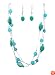 Necklace - N342 - Triple Strand ~ Turquoise Stone and Glass Beads + Matching Earrings