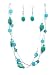 Jewelry : Necklace - N342 - Triple Strand ~ Turquoise Stone and Glass Beads + Matching Earrings