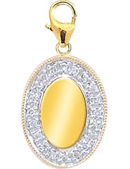 14K Yellow Gold Diamond Oval Disc Charm
