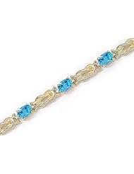 14kt Yellow Gold Oval Blue Topaz Bracelet.