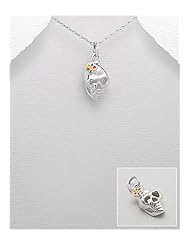 Skull Colored Enamel Pendant Necklace In 92.5 Sterling Silver