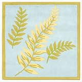 Accent Blue Fern Aqua Lime Contemporary Rug Size: 3' x 3' by 