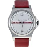 Levis L007GUCWRR Mens Silver Dial Red Leather Strap Watch