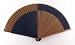 Japanese Silk Handheld Fan, Blue and Brown Four Section HF76