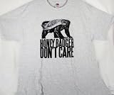 Honey Badger Don't Care T-shirt Funny Web You Tube Animal Gray Tee S