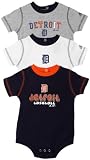 MLB Unisex Infant/Toddler Detroit Tigers 3-Piece Body Suit Set, White/Ash, Large (24 months)