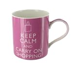 Keep Calm and Carry On Shopping Mug (G459) - Pink Ceramic Coffee/Tea Mug - A Great Gift by Gifts For The Present Kitchen & Housewares