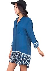 Junior Linen/Viscose General Print  Shirt Mini Dress 