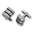 Stainless Steel and Rubber Brushed and Polished Cuff Links