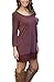 Our Precious Women's Casual Long Sleeve Lace Hem A-Line Shirt Dress Tunic Tops Burgundy M