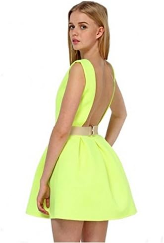 Free2mys Women's Pleated Sexy Backless Party Evening Dress (US 0-2 (Asia Small))