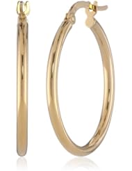 14k Yellow Gold Italian Hoop Earrings
