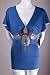 Lov Posh Lace Trimmed Sequin Jersey Dolman Tunic Top Blue