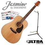 Jasmine by Takamine S35 Acoustic Guitar, Natural Finish - Acoustic Guitar - Includes: Planet Waves 16-pack Pick Sampler & ULTRA? Guitar Display Stand