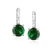 Sterling Silver Simulated Emerald and Cubic Zirconia Round Drop Earrings by Cheline