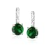 Sterling Silver Simulated Emerald and Cubic Zirconia Round Drop Earrings by Cheline