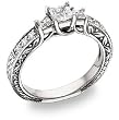 1/2 Carat Three Stone Princess Cut Floret Diamond Ring