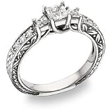 1/2 Carat Three Stone Princess Cut Floret Diamond Ring
