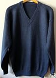 NEW ARRIVAL PERUVIAN ALPACA WOOL MENS SWEATER VNECK DARK STEEL WARM & SOFT (Medium)