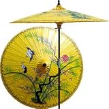 Asian Splendor 7 Foot Patio Umbrella With Base -Daisy Yellow