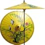 Asian Splendor 7 Foot Patio Umbrella With Base -Daisy Yellow