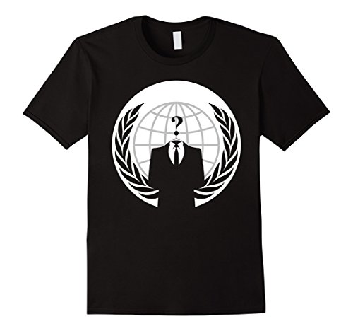 Men's Anonymous Logo Anarchist Question Mark Protest T-Shirt Small Black