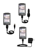 Deluxe Kit for the Sony Clie TH55 includes a USB cable with Car and Wall Charger - Gomadic Brand w/ TipExchange Technology