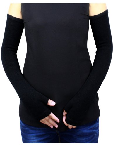 Dahlia Women's Solid Color Acrylic Fingerless Long Arm Warmer Gloves