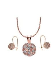 XiangGang ShaoGi 18k White Gold, Round Diamond Ball Fashion Sets, Gold And Pink - 18 inch