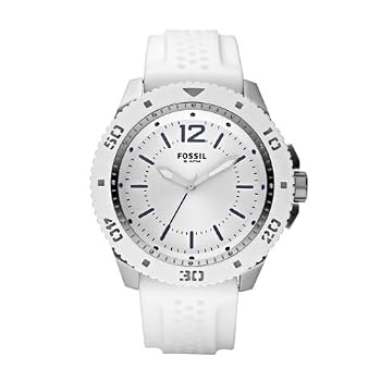 Fossil #JR1268 Men's White Silicone 3 Hand Analog Watch