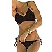 thinkbest Women Summer Sun Beach Swim Bandeau Triangle Push-Up Padded Bikini Suit Black UK(6-8)