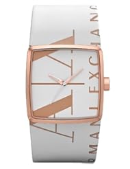Armani Exchange Womens AX6009 White Leather Quartz Watch 40mm White Dial