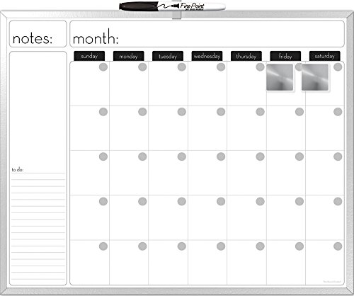 The Board Dudes 16X20-Inches Aluminum Framed Magnetic Dry-Erase Calendar, with a Marker and Two Magnets (CYG21)