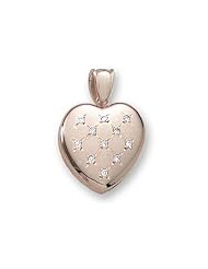 18k Premium Weight Yellow Gold Diamond Heart Picture Locket 3/4 inch x 3/4 inch in 18K