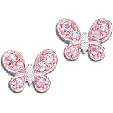 14kt White Gold Butterfly Pink Sapphire and Diamond Earrings