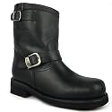Loblan 584 Unisex Short Biker Leather Boots - Black
