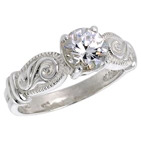 Sterling Silver 1 1/4 Carat size Brilliant Cut Cubic Zirconia Solitaire Bridal Ring (Available in Sizes 6 to 10) size 6: Jewelry