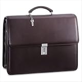Jack Georges Platinum Triple Gusset Flap Briefcase with Combination Lock 8423+Brown Color: Brown, Customize: Yes