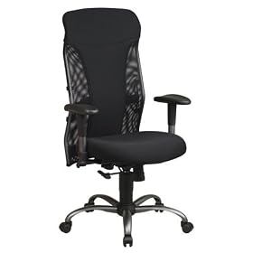 Mesh High Back Chair with Titanium Finish, Adjustable Arms and Locking 2-to-1 Synchro Tilt Control By Office Star