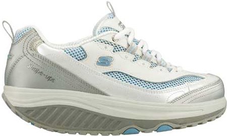 Skechers Women's Shape Ups -  Jump Start Fitness Walking Shoe,White/Silver/Light Blue,9 M US