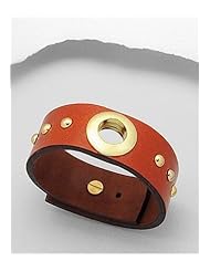 Orange Leather Bracelet In White Base