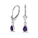 14k White Gold Pear Amethyst Bezel Lever-back title=