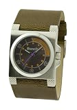 Bench gents three hand quartz analogue, charcoal dial, brown strap watch