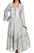 Sakkas Mirabel Stonewashed Corset Style Floral Emboridery Kimono Sleeve Dress