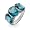 Eve's Addiction Sterling Silver Italian CZ Aqua Three Stone Ring, 5