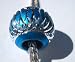 Murano Style Aluminum Bead Fits Pandora Blue with Silver Ornamentation