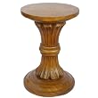 Elegant Hand-carved 20" Flared Column Wood End Table / Side Table With Rich Finish