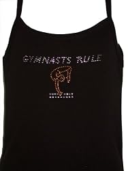 Black Girls Gymnastics Cami Tee T-Shirt with Crystal Gymnast