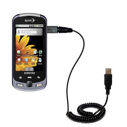 Coiled USB Cable for the Samsung Moment with Power Hot Sync and Charge capabilities - uses Gomadic TipExchange Technology