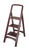 Cosco Three-Step Wood Folding Step Stool 225-lb Duty Rating Mahogany Finish